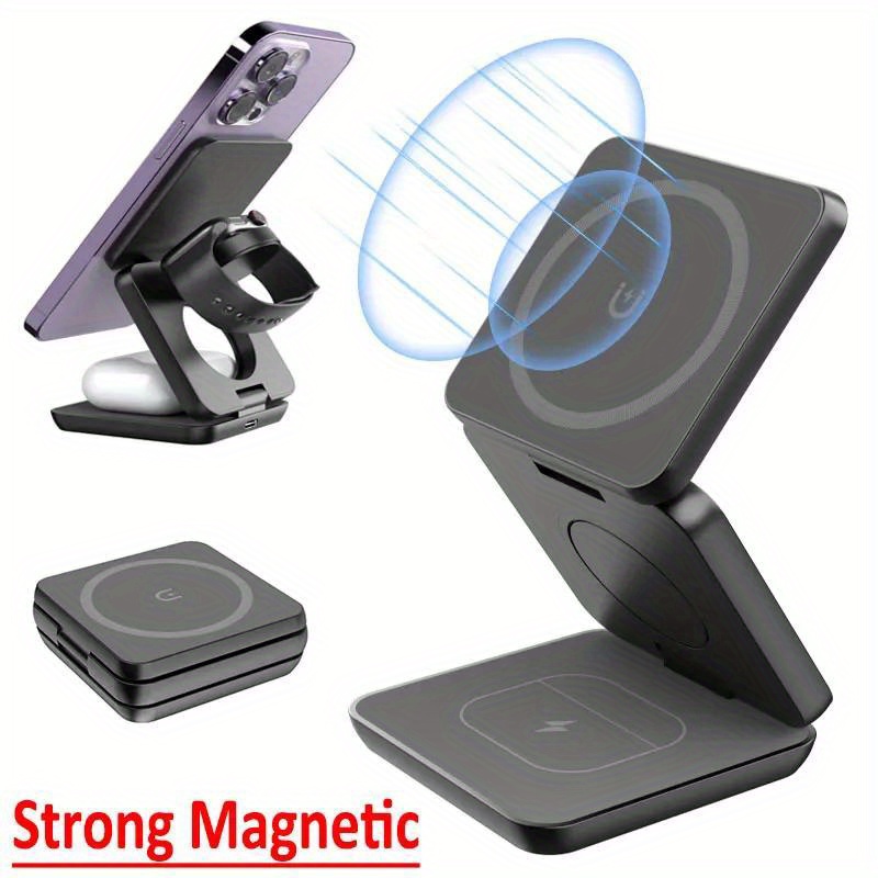 Wireless Charger Watch - Faltbares 3-in-1-Schnellladegerät mit magnetischer Aufladung für