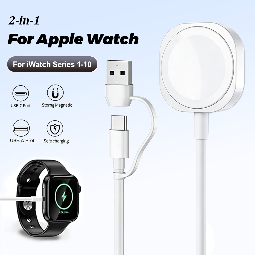 Wireless Charger Watch - 2-in-1 Magnetisches Kabelloses USB-A Schnell-Ladekabel Typ
