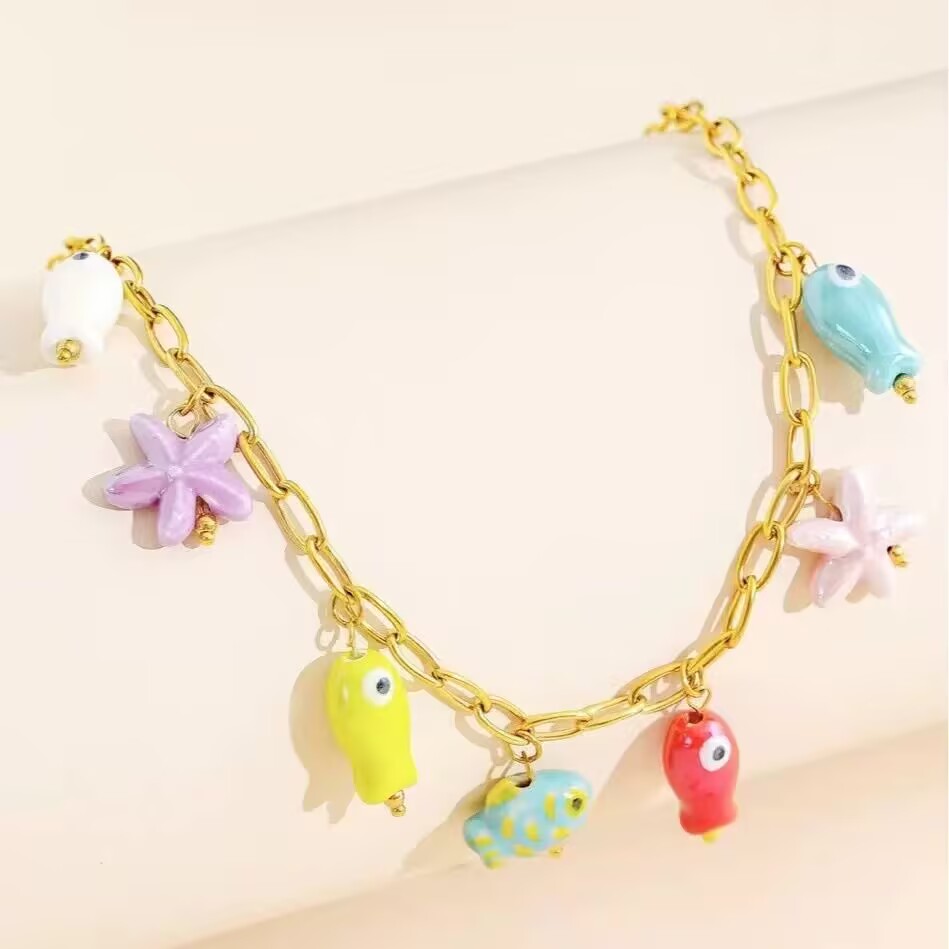 Ceramic Link Bracelet - 5 Stücke Neue Sommer Bunte Emaille