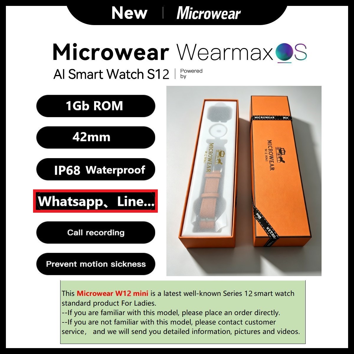 Smartwatch M Active - Microwear W12mini Smartwatch Ersatzmodell für W11mini