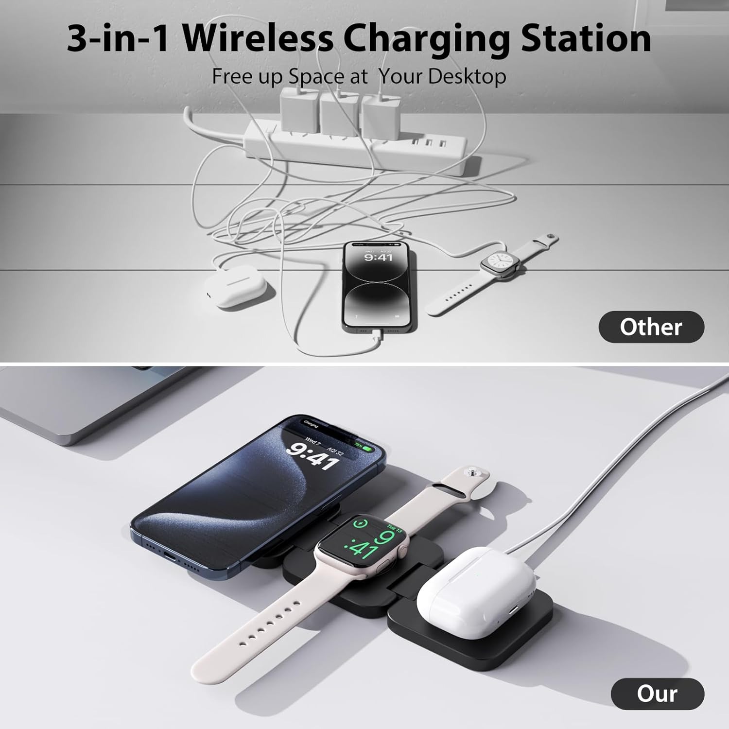 Faltbares 3-in-1-Schnellladege – Wireless Charger Watch Bewertung und Preis
