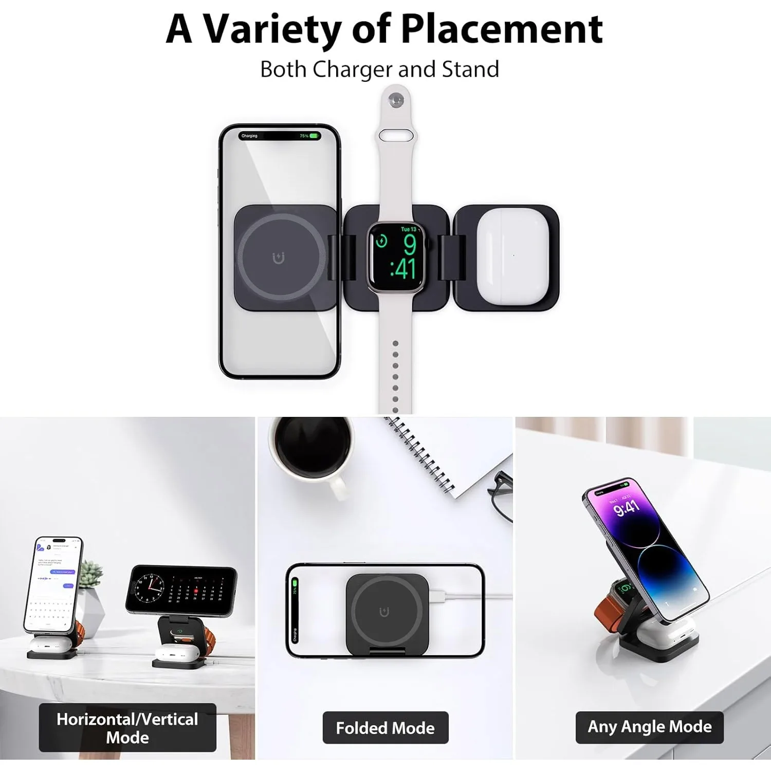 Faltbares 3-in-1-Schnellladege – Wireless Charger Watch Bewertung und Preis