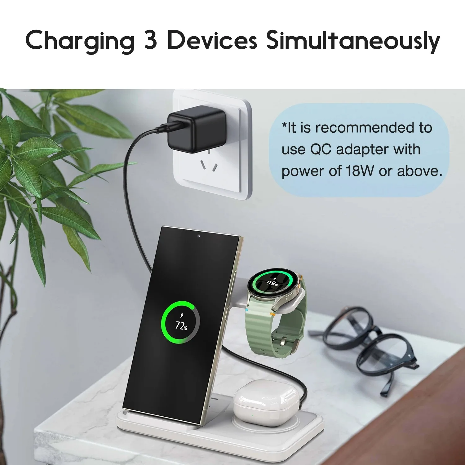 Desktop 3-in-1 Drahtlose Lades – Wireless Charger Watch Bewertung und Preis