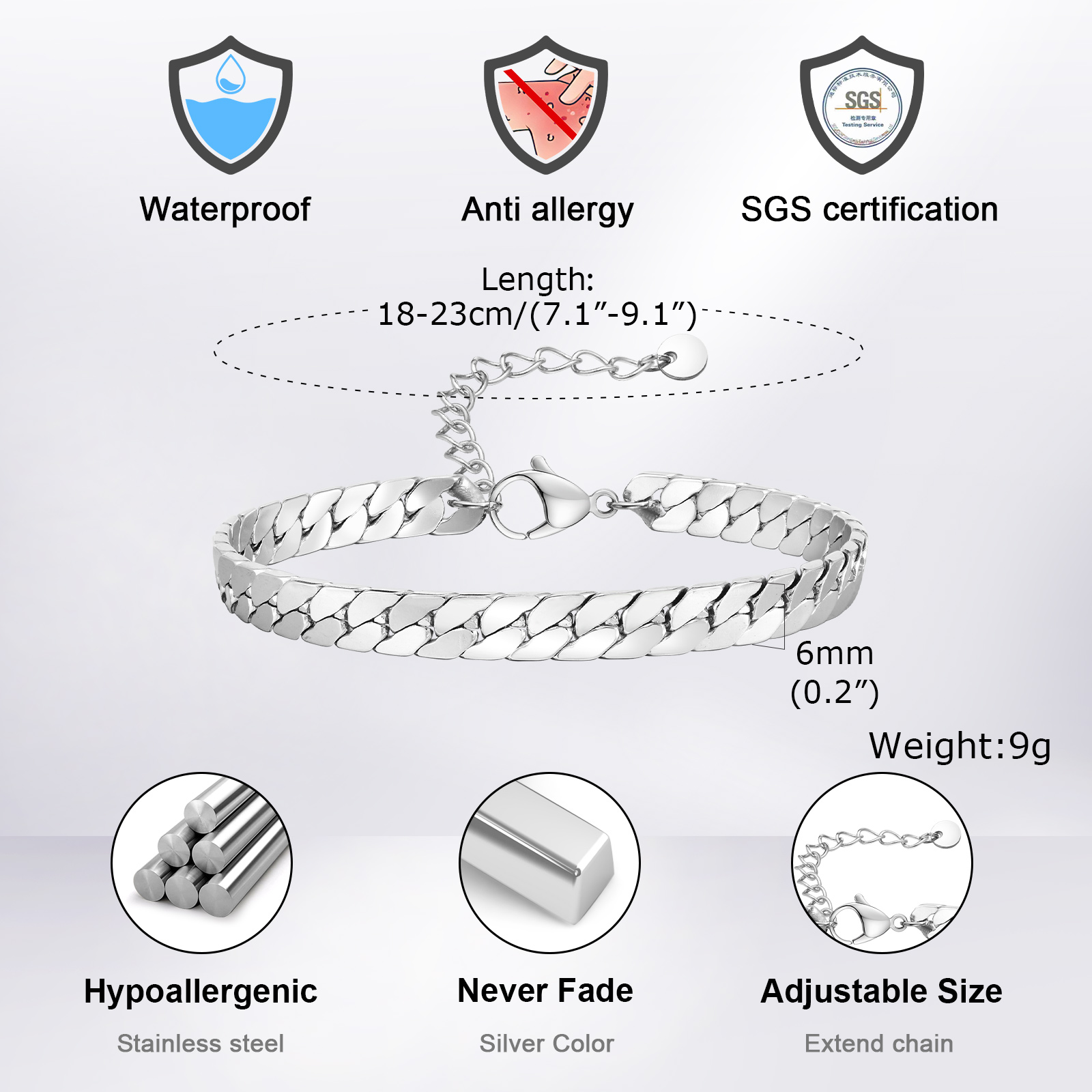 Punk Silberfarbene Herren-Kett – Ceramic Link Bracelet Bewertung und Preis