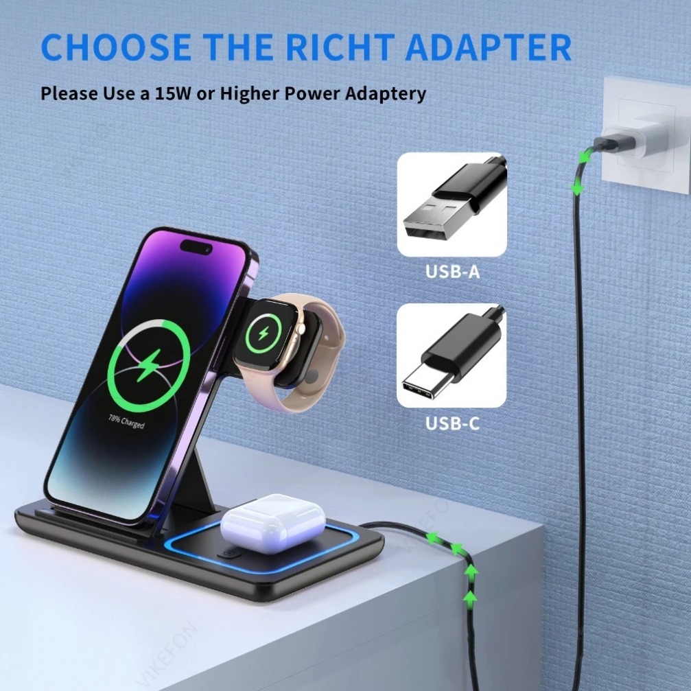 Faltbare 3-in-1 Kabellose Lade – Wireless Charger Watch Bewertung und Preis